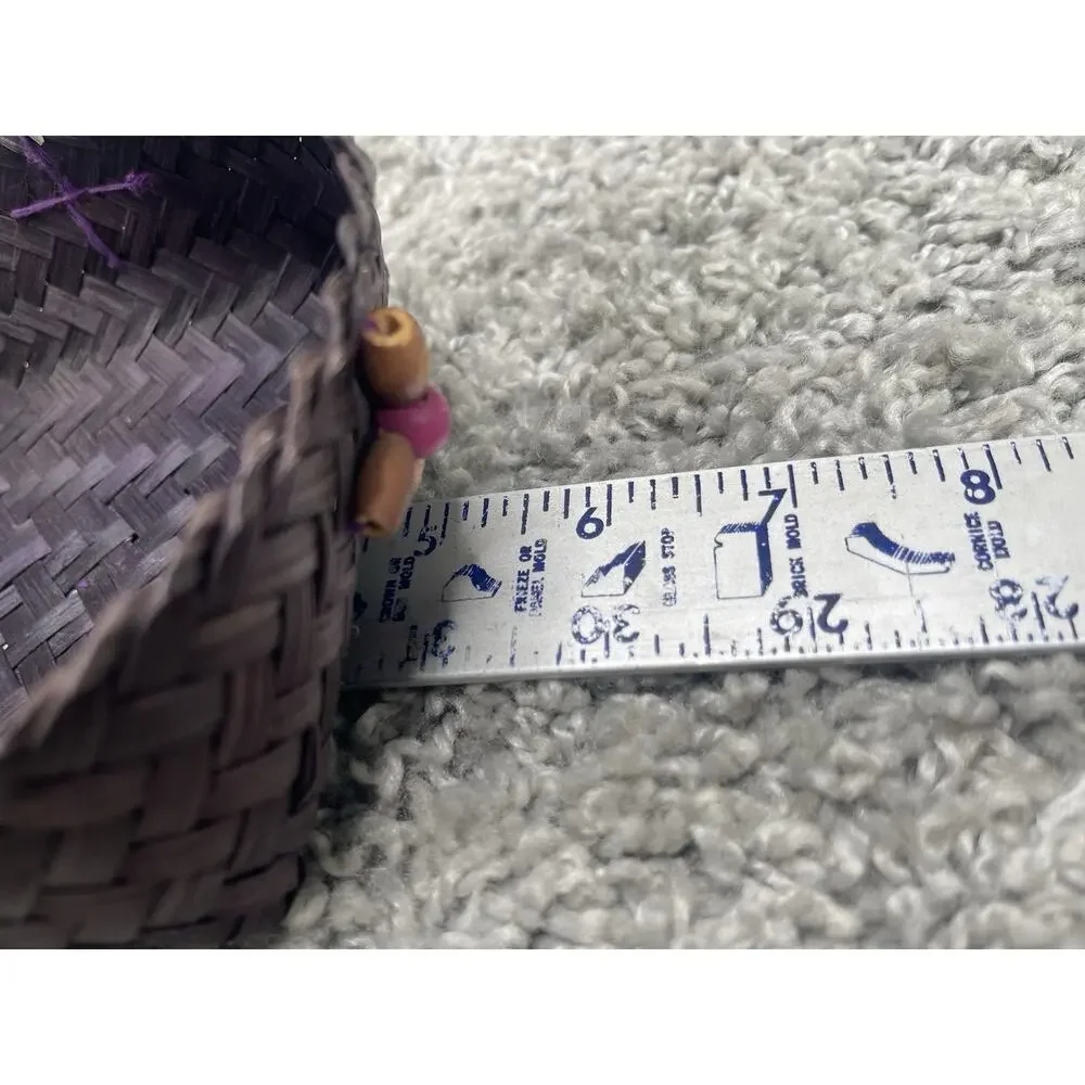 Small Woven Basket Square Container Purple Small 4.5x5x3. Inch Trinket Decor